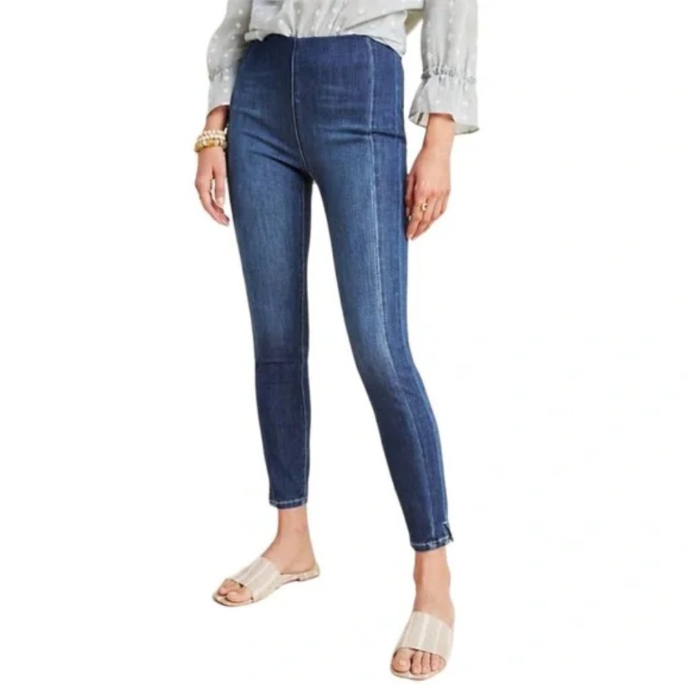 Pilcro High-Rise Denim Leggings Anthropologie Elastic Waist Skinny Fit Size